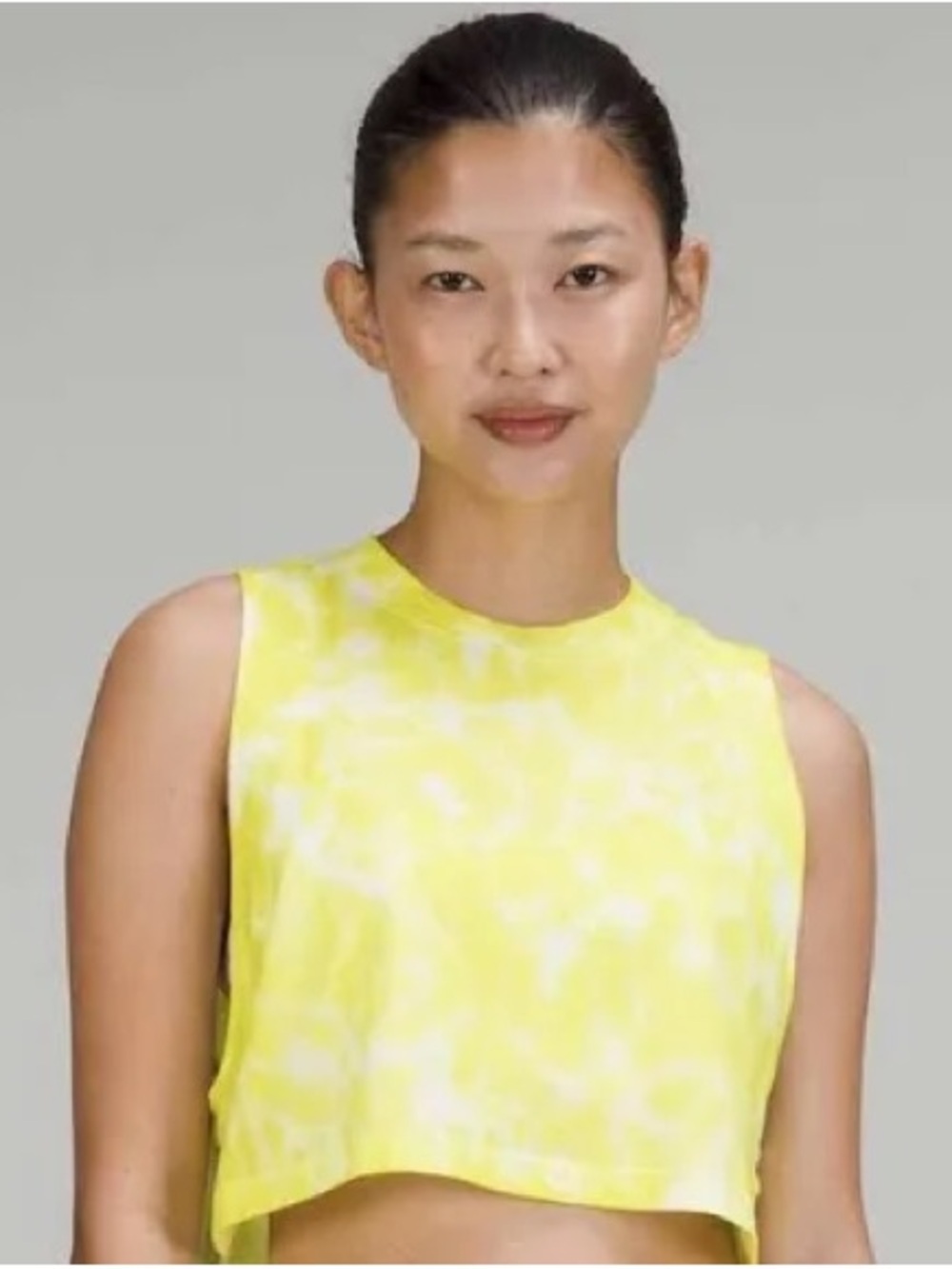 lululemon athletica Yellow Tie-Dye Cropped Tank